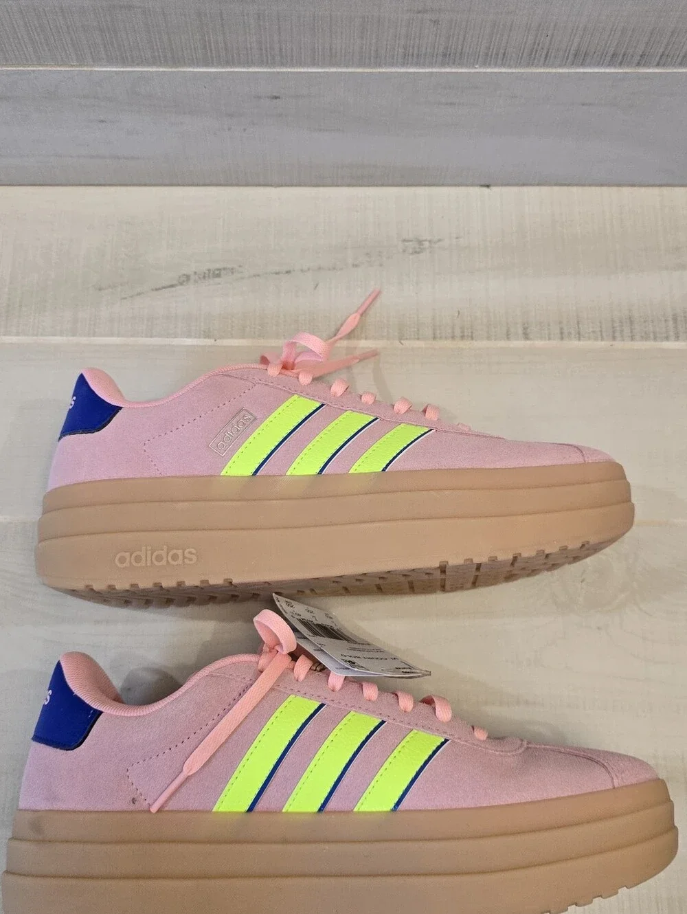 {8.5} NWT Adidas VL Court Bold Pink Spark Lucid Lemon Lucid Blue Skateboarding